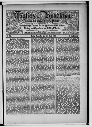 Tägliche Rundschau on Apr 18, 1889
