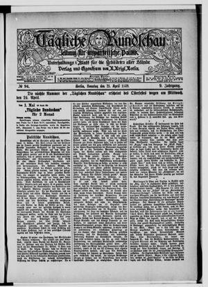 Tägliche Rundschau on Apr 21, 1889