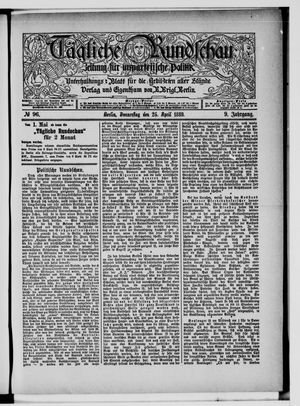 Tägliche Rundschau vom 25.04.1889