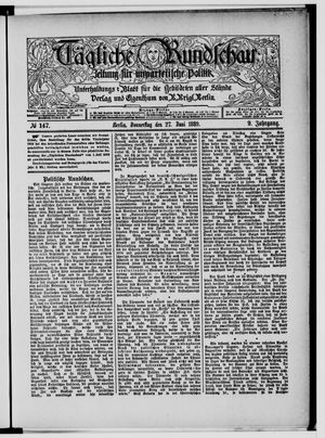 Tägliche Rundschau vom 27.06.1889