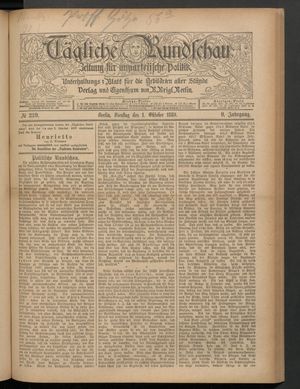Tägliche Rundschau vom 01.10.1889