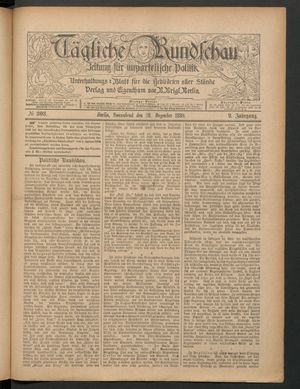 Tägliche Rundschau vom 28.12.1889