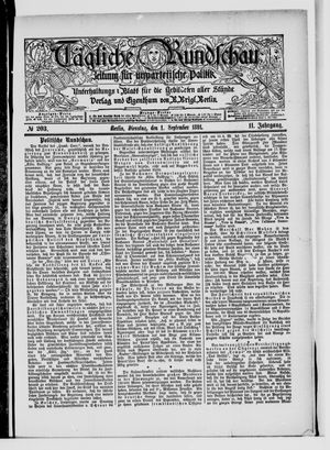 Tägliche Rundschau vom 01.09.1891