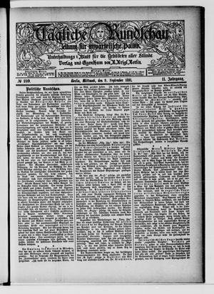 Tägliche Rundschau vom 09.09.1891