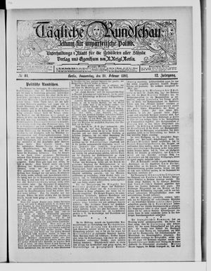 Tägliche Rundschau on Feb 18, 1892