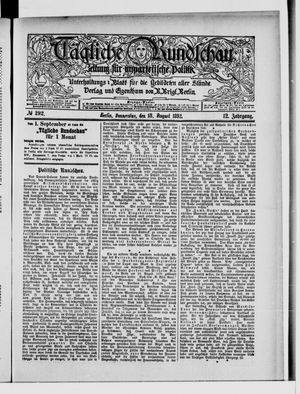 Tägliche Rundschau vom 18.08.1892