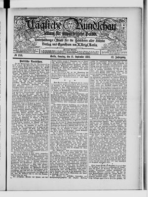 Tägliche Rundschau vom 11.09.1892