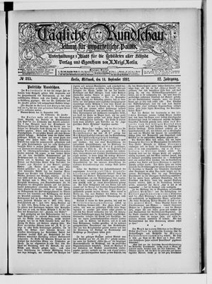 Tägliche Rundschau vom 14.09.1892