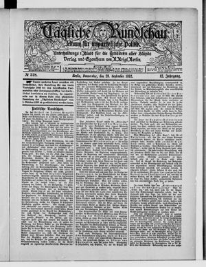 Tägliche Rundschau vom 29.09.1892
