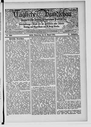 Tägliche Rundschau on Aug 15, 1895