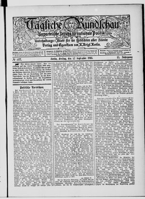 Tägliche Rundschau on Sep 27, 1895