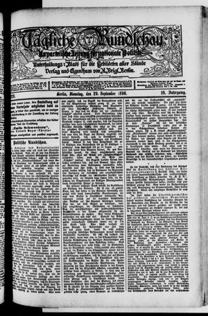 Tägliche Rundschau on Sep 29, 1896