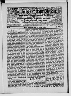 Tägliche Rundschau on Feb 17, 1898