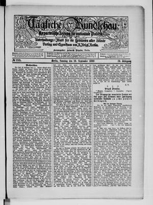 Tägliche Rundschau vom 10.09.1899