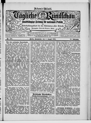 Tägliche Rundschau vom 02.08.1902