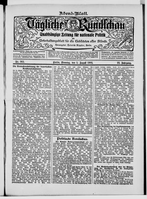 Tägliche Rundschau vom 05.08.1902