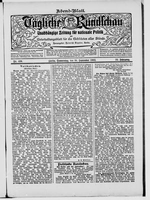 Tägliche Rundschau vom 18.09.1902