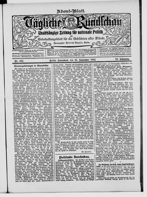 Tägliche Rundschau vom 20.09.1902