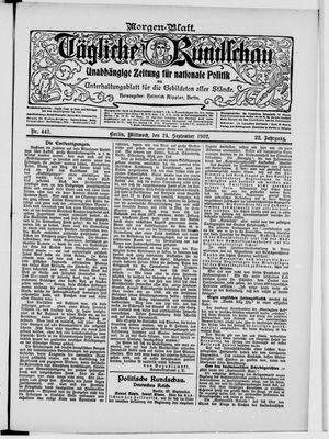 Tägliche Rundschau vom 24.09.1902