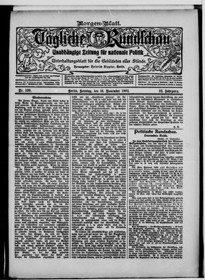 Tägliche Rundschau on Nov 16, 1902