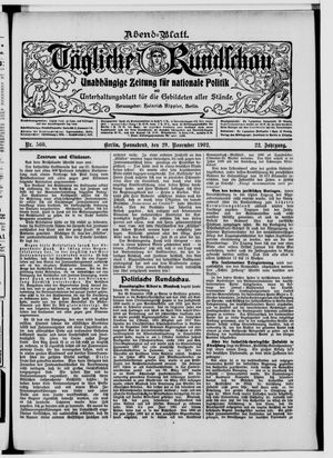 Tägliche Rundschau vom 29.11.1902