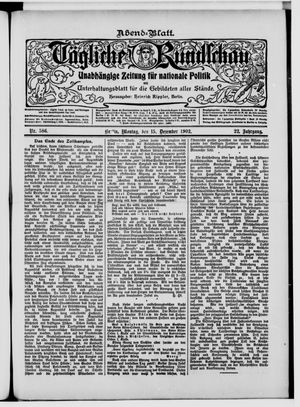 Tägliche Rundschau vom 15.12.1902