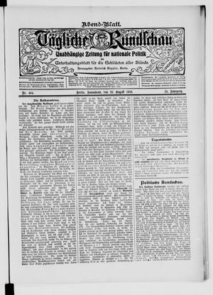 Tägliche Rundschau vom 29.08.1903