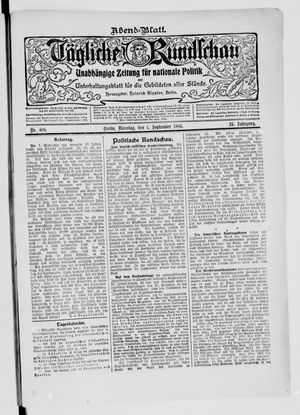 Tägliche Rundschau vom 01.09.1903