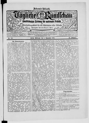 Tägliche Rundschau vom 04.11.1903