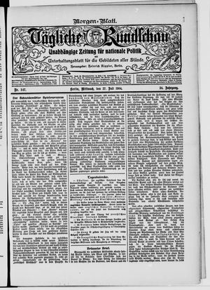 Tägliche Rundschau vom 27.07.1904