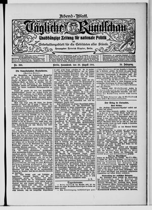 Tägliche Rundschau vom 20.08.1904