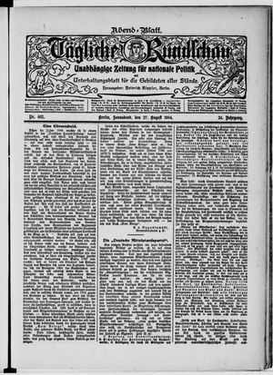 Tägliche Rundschau vom 27.08.1904