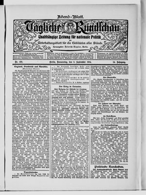 Tägliche Rundschau vom 08.09.1904