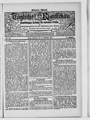 Tägliche Rundschau vom 13.09.1904