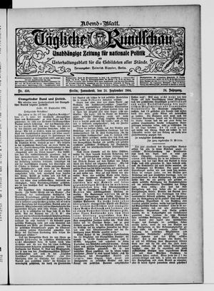 Tägliche Rundschau vom 24.09.1904