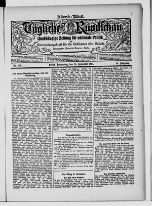 Tägliche Rundschau vom 29.09.1904