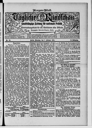 Tägliche Rundschau vom 07.02.1905