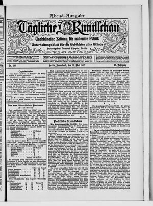 Tägliche Rundschau vom 25.05.1907