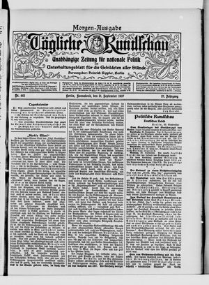 Tägliche Rundschau vom 21.09.1907