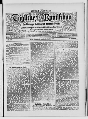 Tägliche Rundschau vom 21.09.1907