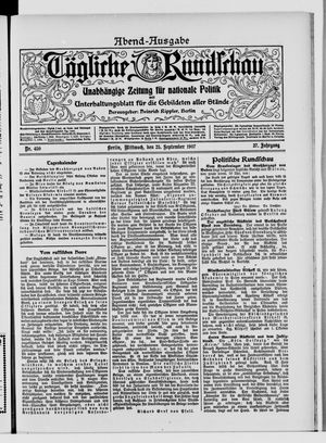 Tägliche Rundschau vom 25.09.1907