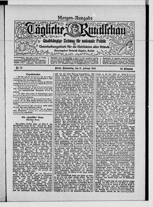 Tägliche Rundschau vom 13.02.1908