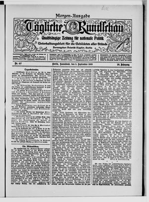 Tägliche Rundschau vom 05.09.1908