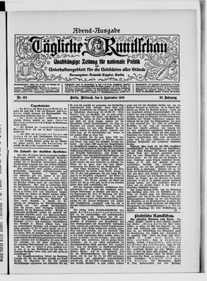 Tägliche Rundschau vom 09.09.1908