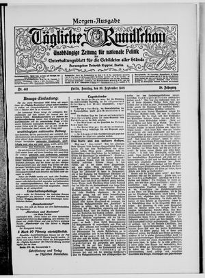 Tägliche Rundschau vom 20.09.1908