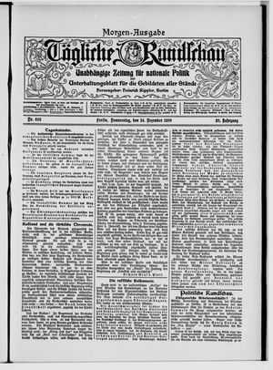 Tägliche Rundschau vom 24.12.1908
