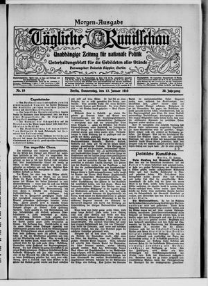 Tägliche Rundschau on Jan 13, 1910