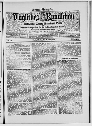 Tägliche Rundschau vom 21.03.1910