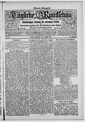 Tägliche Rundschau vom 06.08.1910