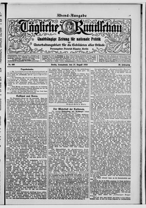 Tägliche Rundschau on Aug 27, 1910